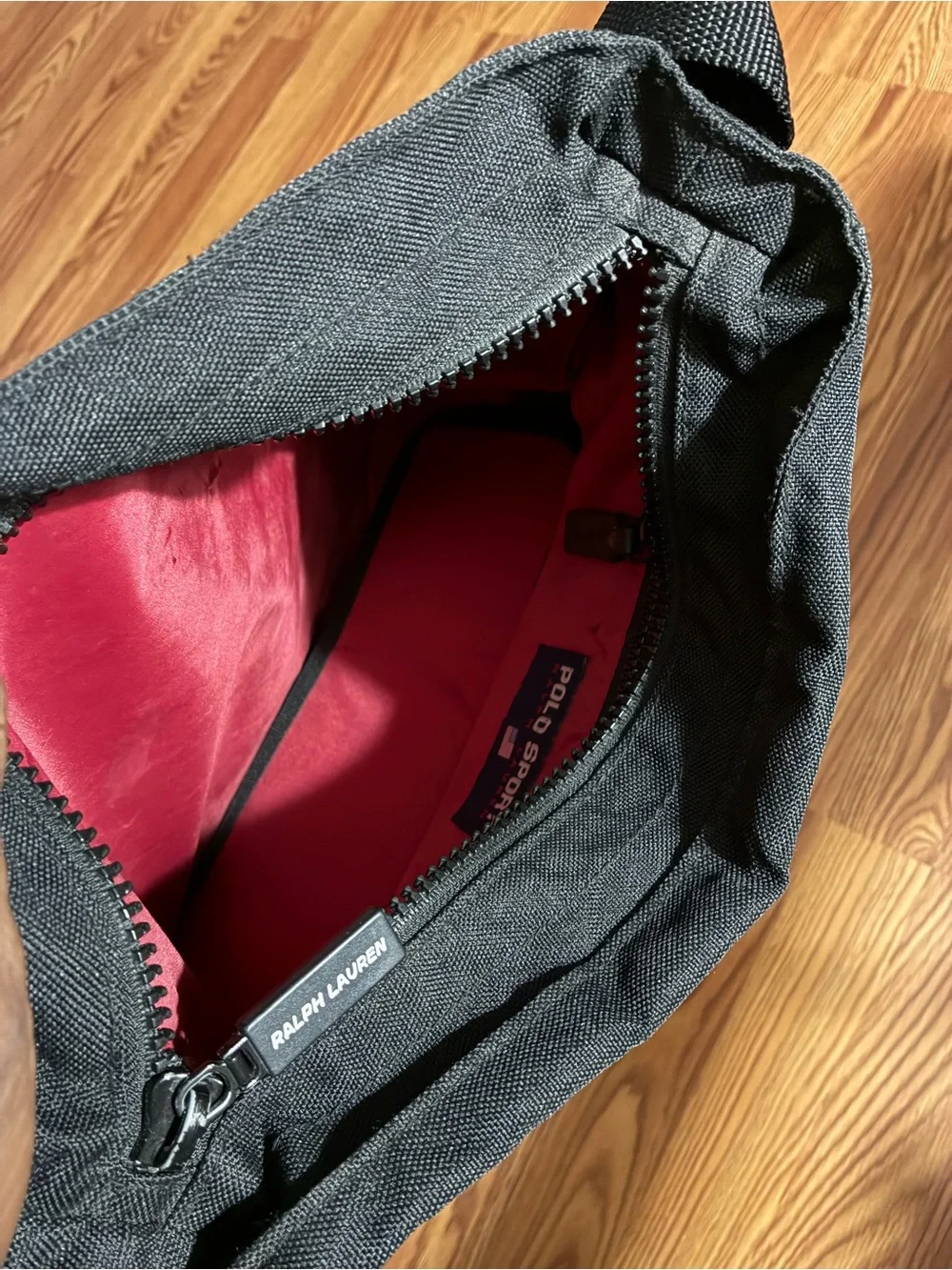 Polo by Ralph Lauren Black Polo Sport Messenger Bag with Red Logo